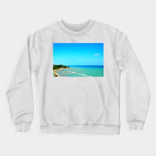 View of green vegetation of the Adriatic coastline with serene blue sea in Ortona Crewneck Sweatshirt